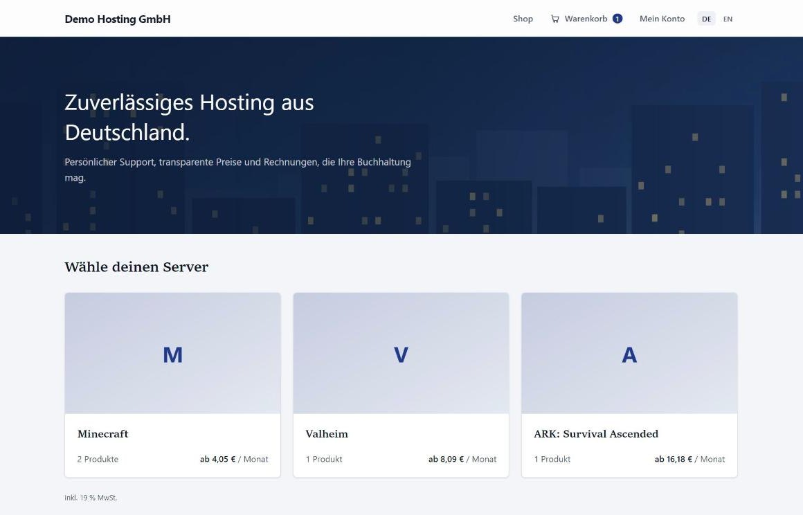 Sachlich und hell, für Webhosting und Server.